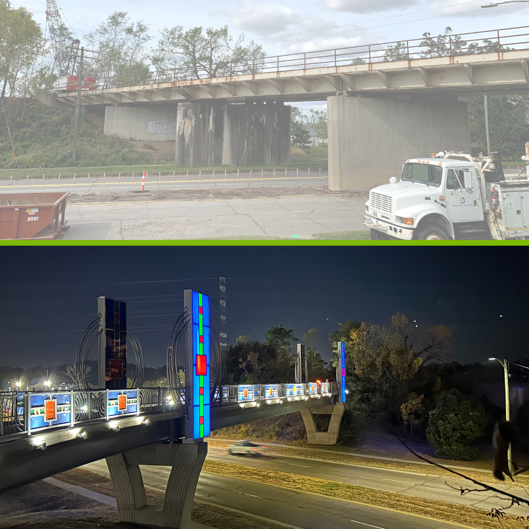 before and after images of CeMar bridge