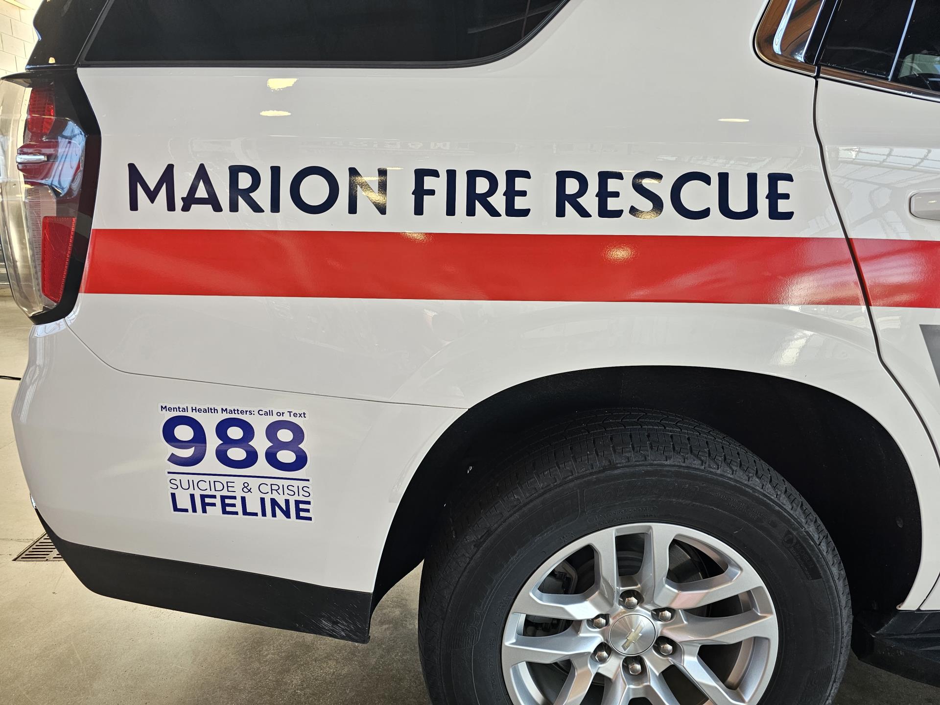 988 decal on fire rescue vehicle